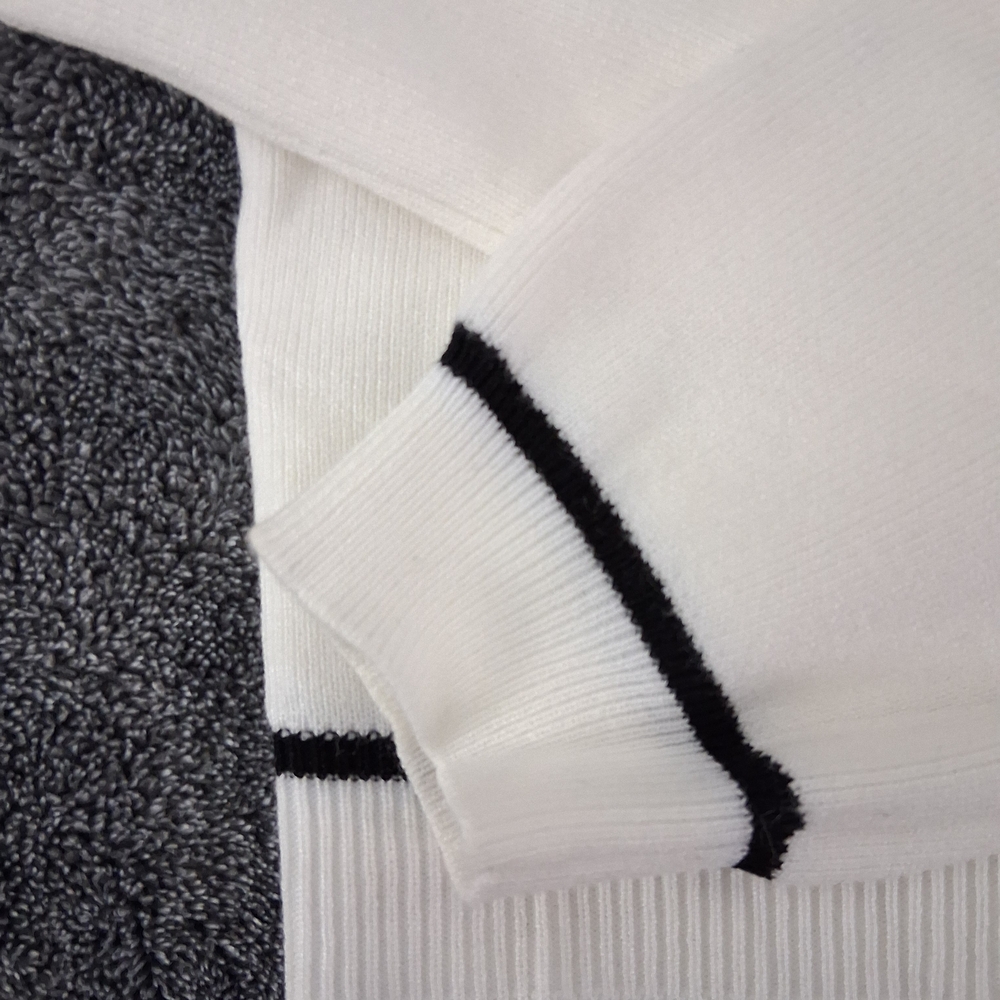 Brand NEW White Collared Sweater with Black Trim - Picture 3 of 7